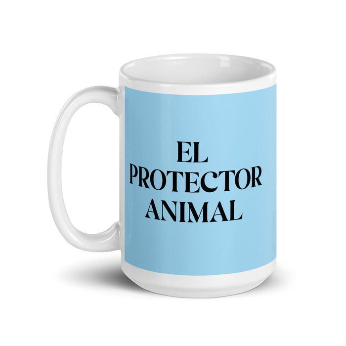 El Protector Animal The Animal Protector Funny Home Office Work Coffee Mug Mexican Spanish Pride Gift White Glossy Cup Sky Blue Card Mug Mexicada