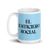 El Justiciero Social The Social Justice Advocate Funny Home Office Work Coffee Mug Mexican Spanish Pride Gift White Glossy Cup Sky Blue Card Mug Mexicada