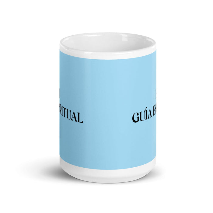 El Guía Espiritual The Spiritual Guide Funny Home Office Work Coffee Mug Mexican Spanish Pride Gift White Glossy Cup Sky Blue Card Mug Mexicada