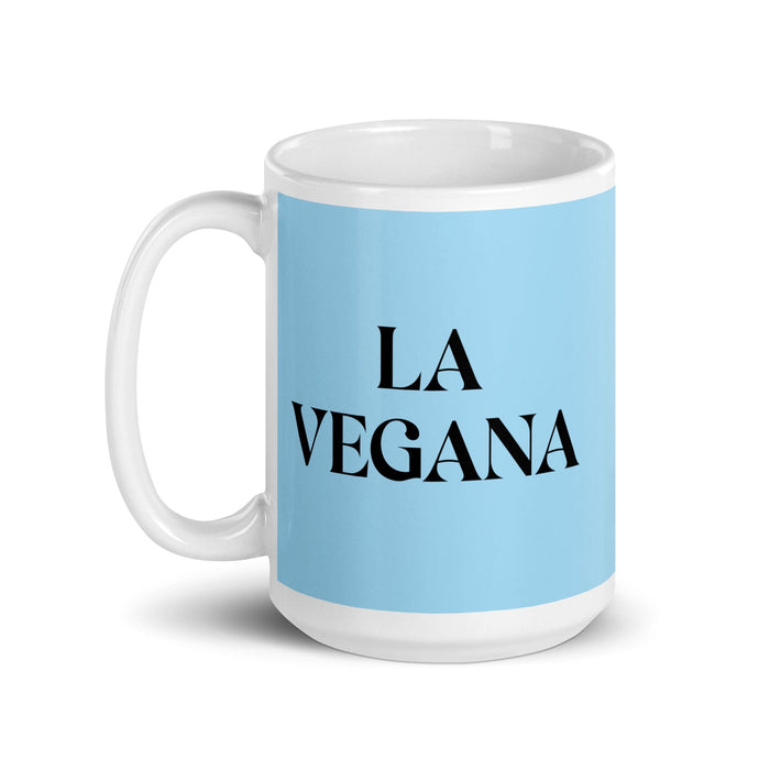 La Vegana The Vegan Funny Home Office Work Coffee Mug Mexican Spanish Pride Gift White Glossy Cup Sky Blue Card Mug Mexicada