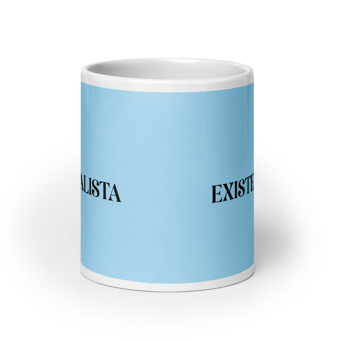 La Existencialista The Existentialist Funny Home Office Work Coffee Mug Mexican Spanish Pride Gift White Glossy Cup Sky Blue Card Mug Mexicada
