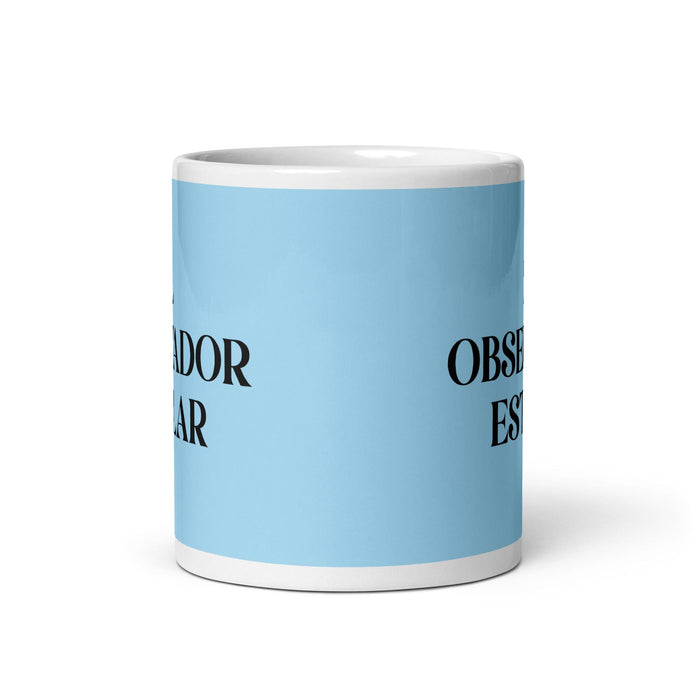 El Observador Estelar The Star Observer Funny Home Office Work Coffee Mug Mexican Spanish Pride Gift White Glossy Cup Sky Blue Card Mug Mexicada