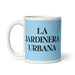 La Jardinera Urbana The Urban Gardener Funny Home Office Work Coffee Mug Mexican Spanish Pride Gift White Glossy Cup Sky Blue Card Mug Mexicada