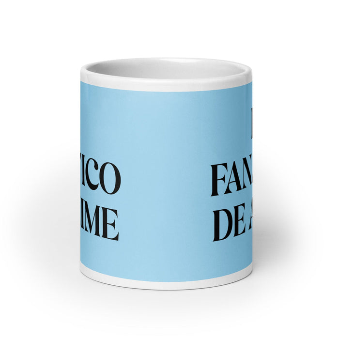 El Fanático De Anime The Anime Fan Funny Home Office Work Coffee Mug Mexican Spanish Pride Gift White Glossy Cup Sky Blue Card Mug Mexicada