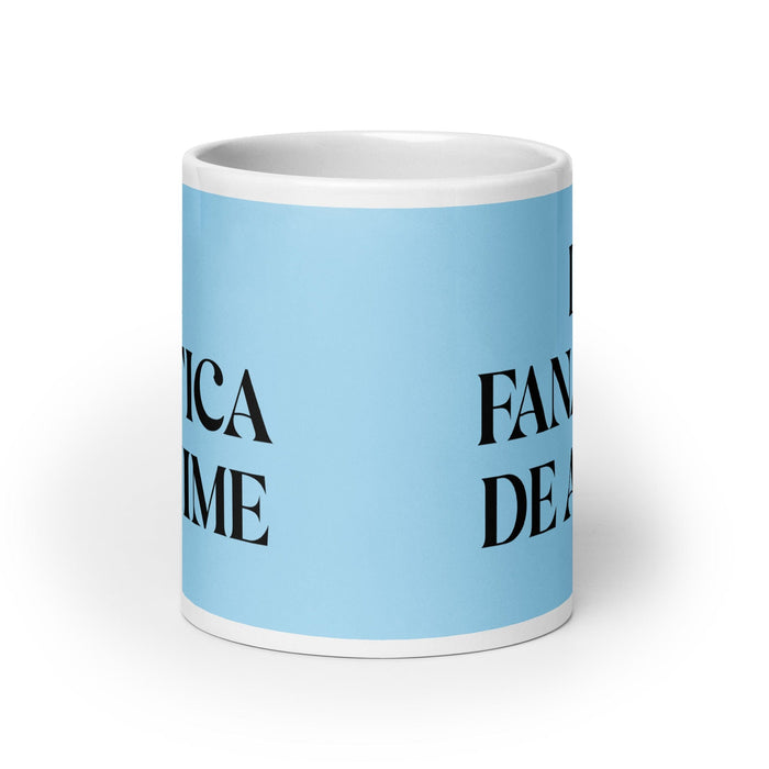 La Fanática De Anime The Anime Fan Funny Home Office Work Coffee Mug Mexican Spanish Pride Gift White Glossy Cup Sky Blue Card Mug Mexicada