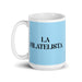 La Filatelista The Stamp Collector Funny Home Office Work Coffee Mug Mexican Spanish Pride Gift White Glossy Cup Sky Blue Card Mug Mexicada