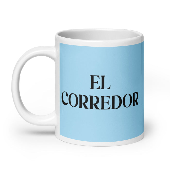 El Corredor The Runner Funny Home Office Work Coffee Mug Mexican Spanish Pride Gift White Glossy Cup Sky Blue Card Mug Mexicada