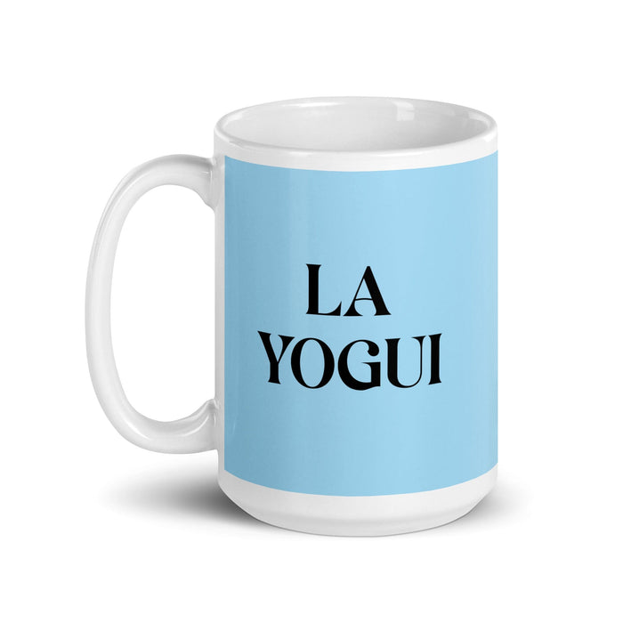 La Yogui The Yogi Funny Home Office Work Coffee Mug Mexican Spanish Pride Gift White Glossy Cup Sky Blue Card Mug Mexicada