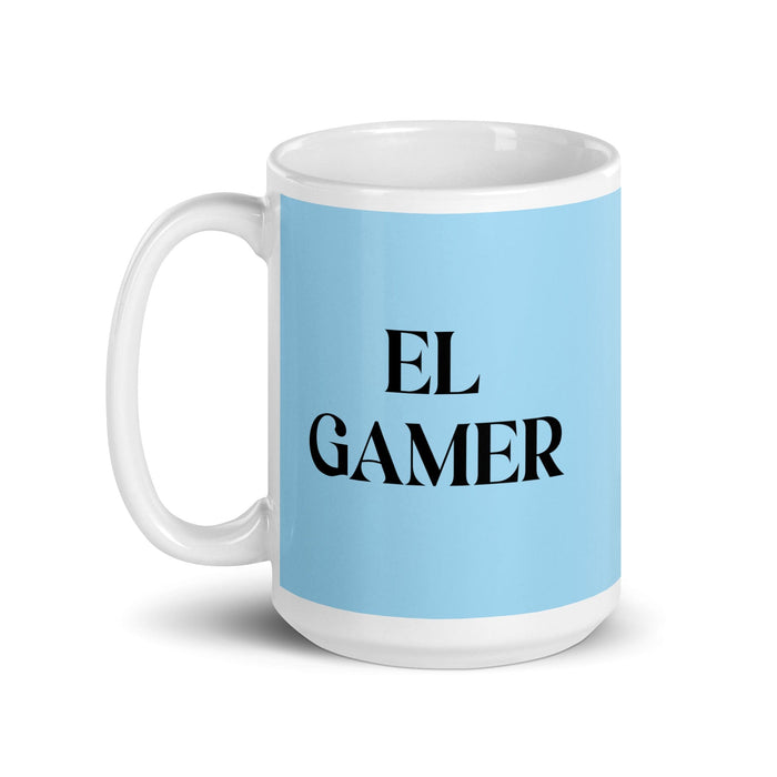 El Gamer The Gamer Funny Home Office Work Coffee Mug Mexican Spanish Pride Gift White Glossy Cup Sky Blue Card Mug Mexicada