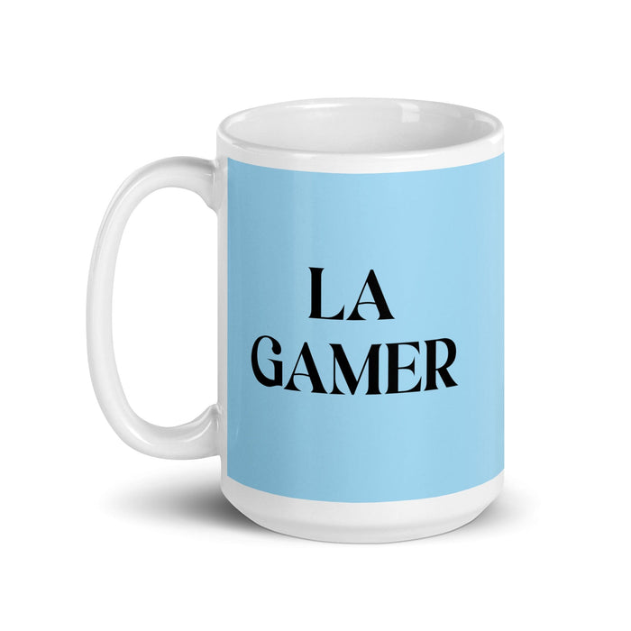 La Gamer The Gamer Funny Home Office Work Coffee Mug Mexican Spanish Pride Gift White Glossy Cup Sky Blue Card Mug Mexicada