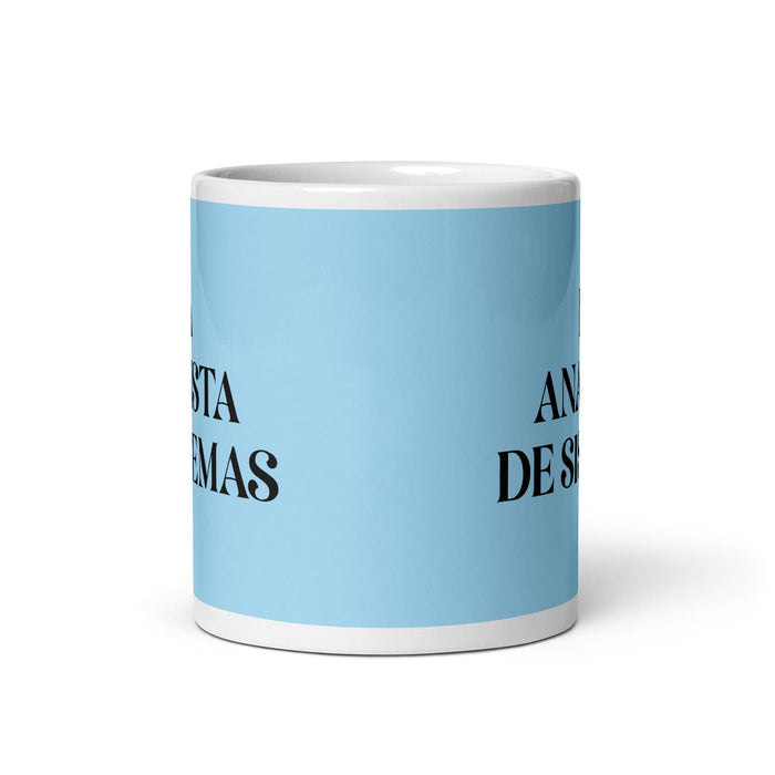 La Analista De Sistemas The Systems Analyst Funny Home Office Work Coffee Mug Mexican Spanish Pride Gift White Glossy Cup Sky Blue Card Mug Mexicada