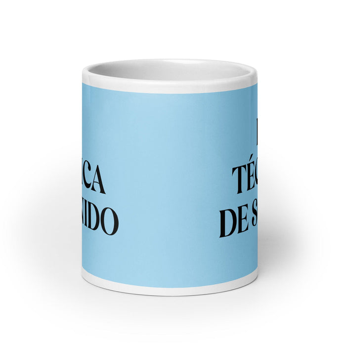 La Técnica De Sonido The Sound Technician Funny Home Office Work Coffee Mug Mexican Spanish Pride Gift White Glossy Cup Sky Blue Card Mug Mexicada