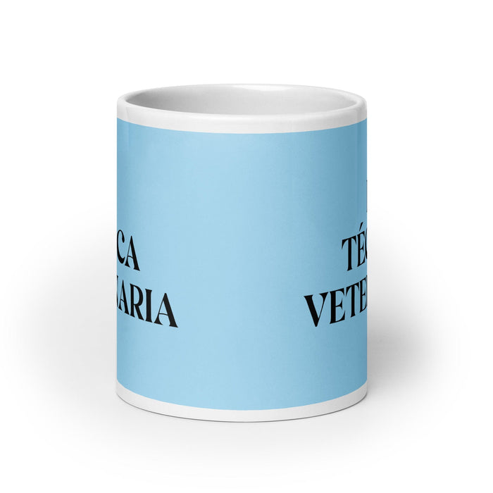 La Técnica Veterinaria The Veterinary Technician Funny Home Office Work Coffee Mug Mexican Spanish Pride Gift White Glossy Cup Sky Blue Card Mug Mexicada