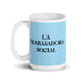 La Trabajadora Social The Social Worker Funny Home Office Work Coffee Mug Mexican Spanish Pride Gift White Glossy Cup Sky Blue Card Mug Mexicada