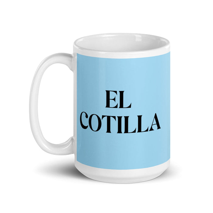 El Cotilla The Gossip Funny Home Office Work Coffee Mug Mexican Spanish Pride Gift White Glossy Cup Sky Blue Card Mug Mexicada