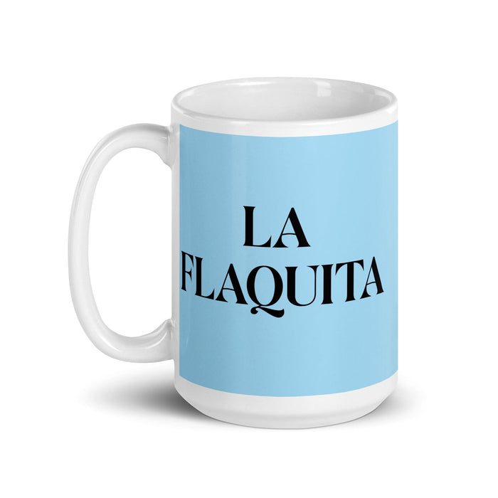 La Flaquita The Skinny One Funny Home Office Work Coffee Mug Mexican Spanish Pride Gift White Glossy Cup Sky Blue Card Mug Mexicada