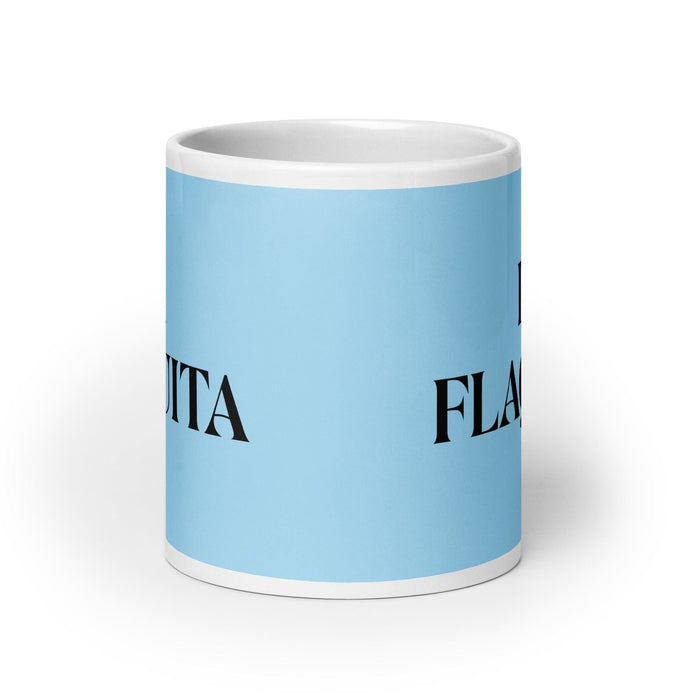 La Flaquita The Skinny One Funny Home Office Work Coffee Mug Mexican Spanish Pride Gift White Glossy Cup Sky Blue Card Mug Mexicada