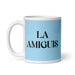 La Amiguis The Bestie Funny Home Office Work Coffee Mug Mexican Spanish Pride Gift White Glossy Cup Sky Blue Card Mug Mexicada