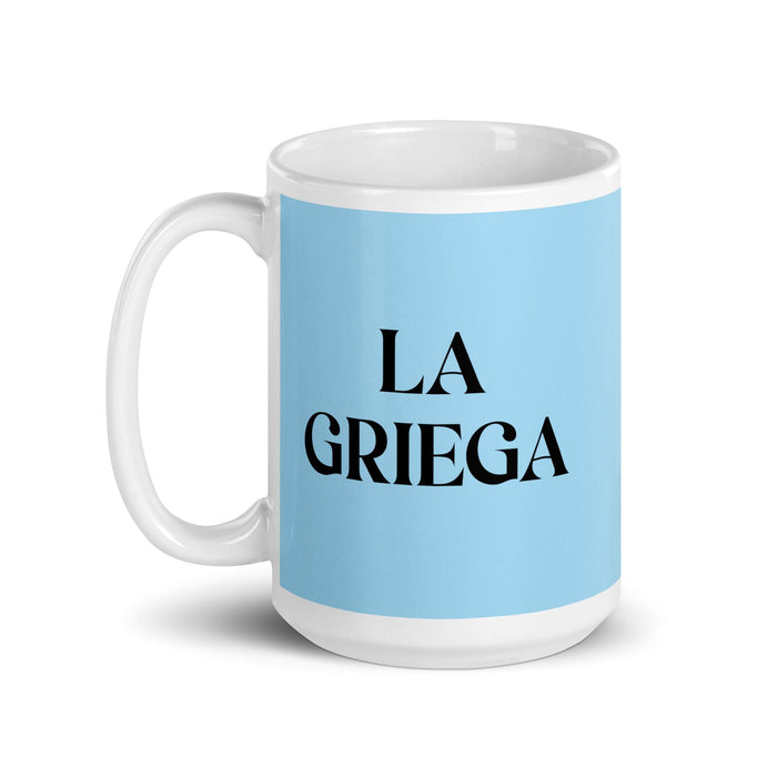 La Griega The Greek Funny Home Office Work Coffee Mug Mexican Spanish Pride Gift White Glossy Cup Sky Blue Card Mug Mexicada