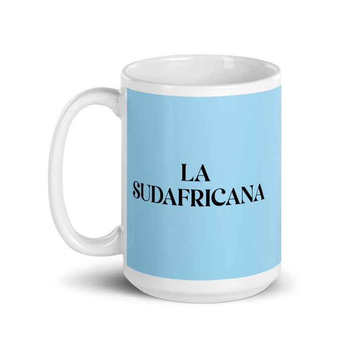 La Sudafricana The South African Funny Home Office Work Coffee Mug Mexican Spanish Pride Gift White Glossy Cup Sky Blue Card Mug Mexicada