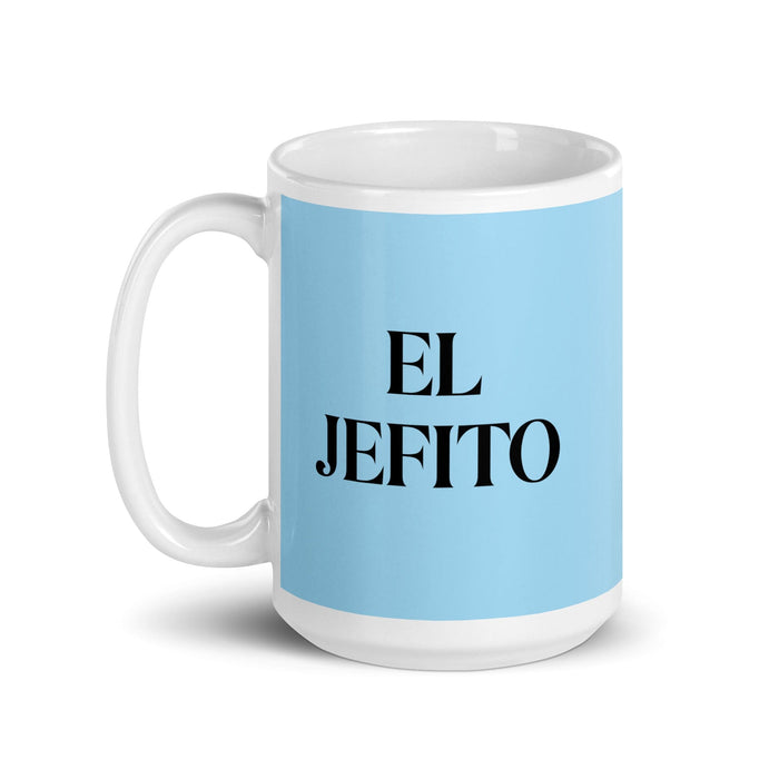 El Jefito The Little Boss Funny Home Office Work Coffee Mug Mexican Spanish Pride Gift White Glossy Cup Sky Blue Card Mug Mexicada