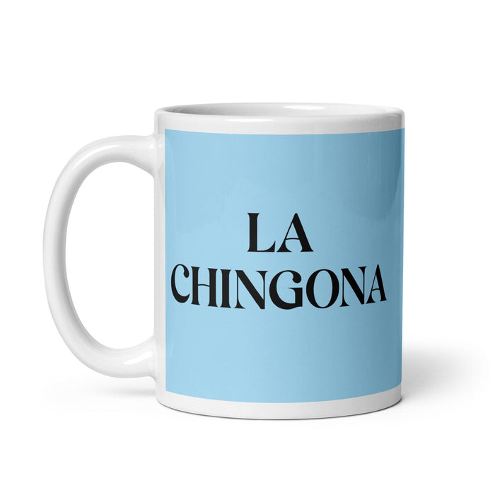 La Chingona The Badass Funny Home Office Work Coffee Mug Mexican Spanish Pride Gift White Glossy Cup Sky Blue Card Mug Mexicada