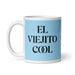 El Viejito Cool The Cool Grandma / Grandpa Funny Home Office Work Coffee Mug Mexican Spanish Pride Gift White Glossy Cup Sky Blue Card Mug Mexicada