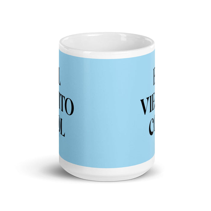 El Viejito Cool The Cool Grandma / Grandpa Funny Home Office Work Coffee Mug Mexican Spanish Pride Gift White Glossy Cup Sky Blue Card Mug Mexicada