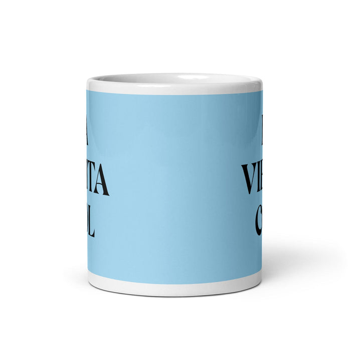 La Viejita Cool The Cool Grandma / Grandpa Funny Home Office Work Coffee Mug Mexican Spanish Pride Gift White Glossy Cup Sky Blue Card Mug Mexicada