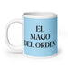 El Mago Del Orden The Order Wizard Funny Home Office Work Coffee Mug Mexican Spanish Pride Gift White Glossy Cup Sky Blue Card Mug Mexicada