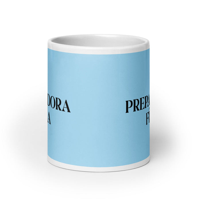 La Preparadora Física The Fitness Trainer Funny Home Office Work Coffee Mug Mexican Spanish Pride Gift White Glossy Cup Sky Blue Card Mug Mexicada