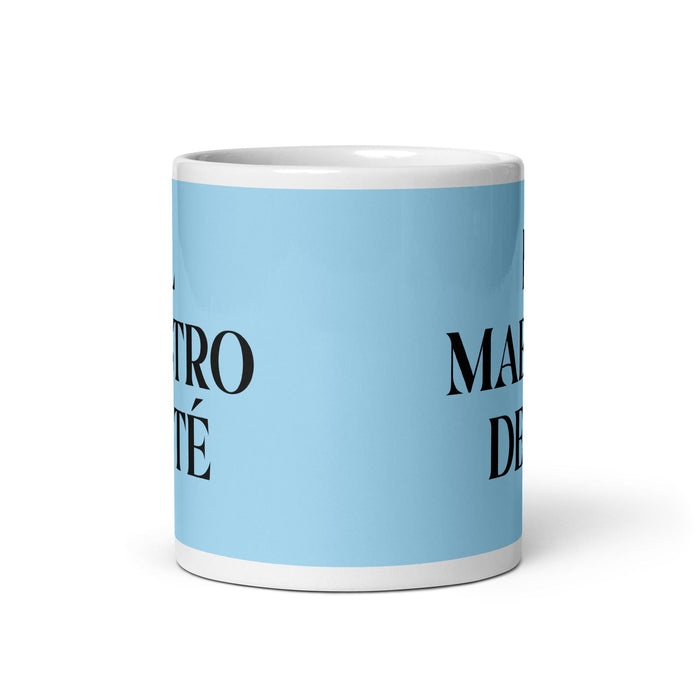 El Maestro Del Té The Tea Master Funny Home Office Work Coffee Mug Mexican Spanish Pride Gift White Glossy Cup Sky Blue Card Mug Mexicada