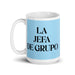 La Jefa De Grupo The Group Leader Funny Home Office Work Coffee Mug Mexican Spanish Pride Gift White Glossy Cup Sky Blue Card Mug Mexicada