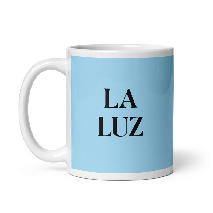 La Luz The Light Funny Home Office Work Coffee Mug Mexican Spanish Pride Gift White Glossy Cup Sky Blue Card Mug Mexicada