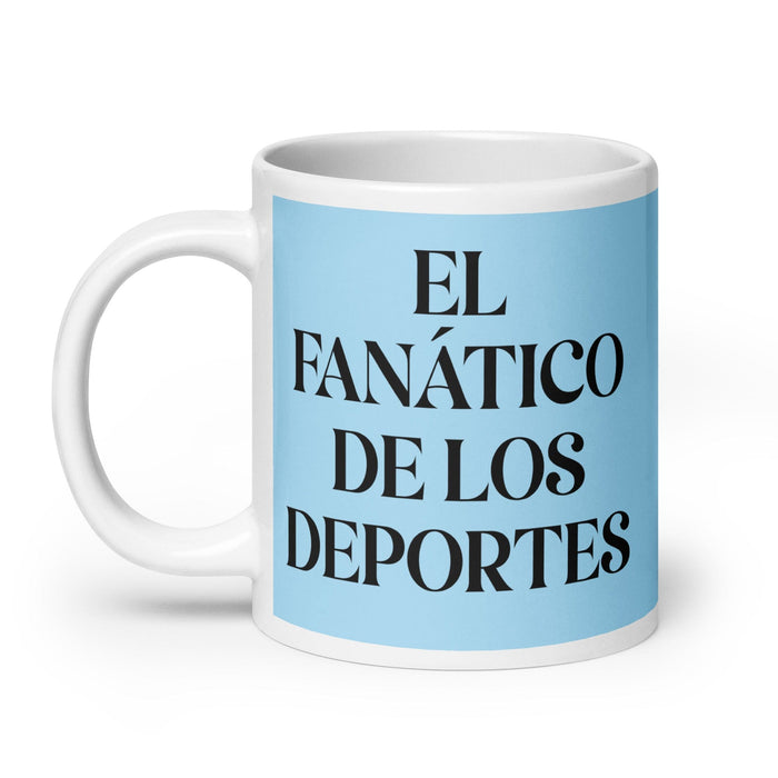 El Fanático De Los Deportes The Sports Fan Funny Home Office Work Coffee Mug Mexican Spanish Pride Gift White Glossy Cup Sky Blue Card Mug Mexicada