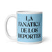 La Fanática De Los Deportes The Sports Fan Funny Home Office Work Coffee Mug Mexican Spanish Pride Gift White Glossy Cup Sky Blue Card Mug Mexicada