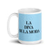 La Diva De La Moda The Fashion Diva Funny Home Office Work Coffee Mug Mexican Spanish Pride Gift White Glossy Cup Sky Blue Card Mug Mexicada