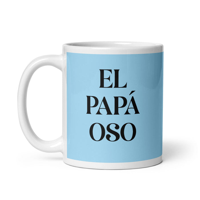 El Papá Oso The Mama Bear / Papa Bear Funny Home Office Work Coffee Mug Mexican Spanish Pride Gift White Glossy Cup Sky Blue Card Mug Mexicada