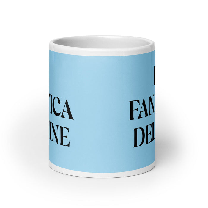 La Fanática Del Cine The Movie Buff Funny Home Office Work Coffee Mug Mexican Spanish Pride Gift White Glossy Cup Sky Blue Card Mug Mexicada