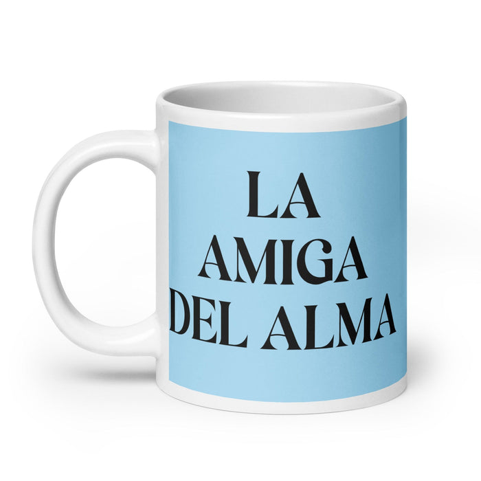 La Amiga Del Alma The Soulmate Friend Funny Home Office Work Coffee Mug Mexican Spanish Pride Gift White Glossy Cup Sky Blue Card Mug Mexicada