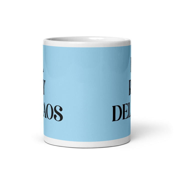 El Rey Del Caos The Queen Of Chaos / The King Of Chaos Funny Home Office Work Coffee Mug Mexican Spanish Pride Gift White Glossy Cup Sky Blue Card Mug Mexicada