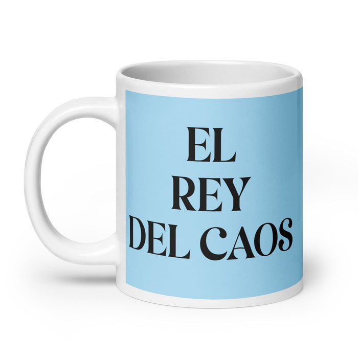 El Rey Del Caos The Queen Of Chaos / The King Of Chaos Funny Home Office Work Coffee Mug Mexican Spanish Pride Gift White Glossy Cup Sky Blue Card Mug Mexicada