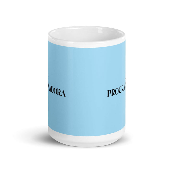 La Procrastinadora The Procrastinator Funny Home Office Work Coffee Mug Mexican Spanish Pride Gift White Glossy Cup Sky Blue Card Mug Mexicada