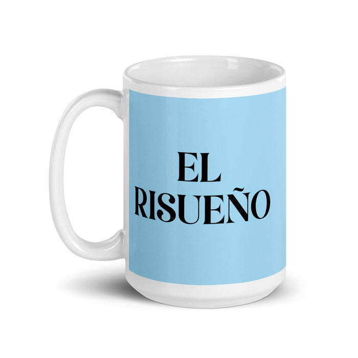 El Risueño The Smiley One Funny Home Office Work Coffee Mug Mexican Spanish Pride Gift White Glossy Cup Sky Blue Card Mug Mexicada