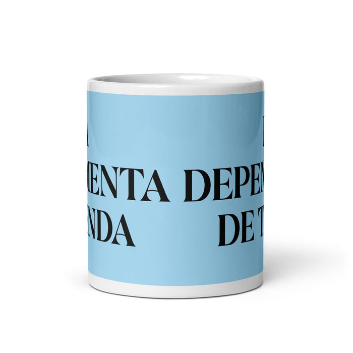 La Dependienta De Tienda The Store Clerk Funny Home Office Work Coffee Mug Mexican Spanish Pride Gift White Glossy Cup Sky Blue Card Mug Mexicada