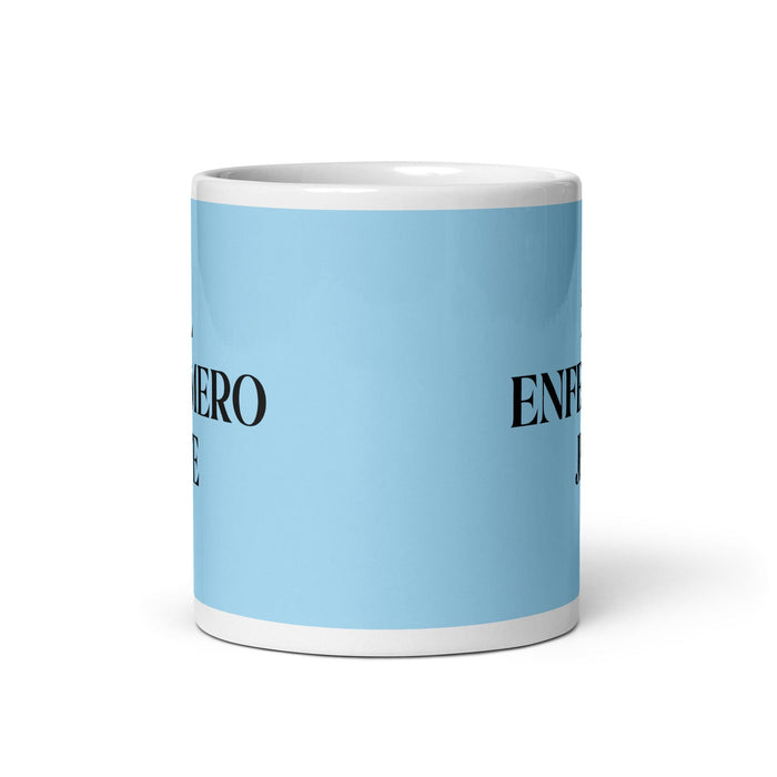 El Enfermero Jefe The Head Nurse Funny Home Office Work Coffee Mug Mexican Spanish Pride Gift White Glossy Cup Sky Blue Card Mug Mexicada