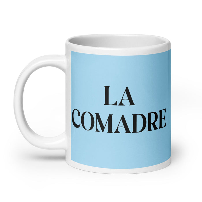 La Comadre The Co-Mother / The Co-Father (Relationship Between Godparents And Parents) Funny Home Office Work Coffee Mug Mexican Spanish Pride Gift White Glossy Cup Sky Blue Card Mug Mexicada