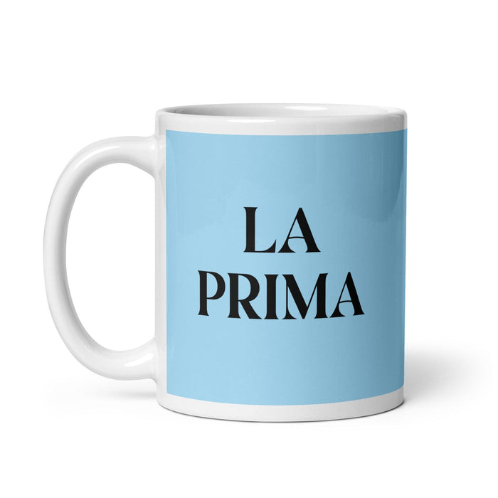 La Prima The Cousin (Female) / The Cousin (Male) Funny Home Office Work Coffee Mug Mexican Spanish Pride Gift White Glossy Cup Sky Blue Card Mug Mexicada