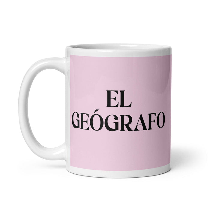 El Geógrafo The Geographer Funny Home Office Work Coffee Mug Mexican Spanish Pride Gift White Glossy Cup Light Pink Card Mug Mexicada