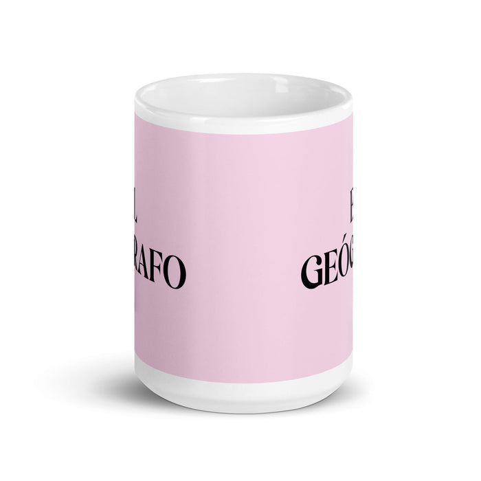 El Geógrafo The Geographer Funny Home Office Work Coffee Mug Mexican Spanish Pride Gift White Glossy Cup Light Pink Card Mug Mexicada